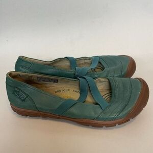 Keen Emerald Green Leather Slip On Mary Jane Sandals Women Size 8W